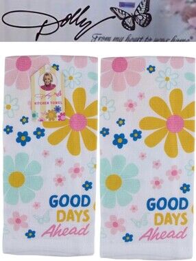 Dolly Parton Floral 'Good Days Ahead' Kitchen Towel